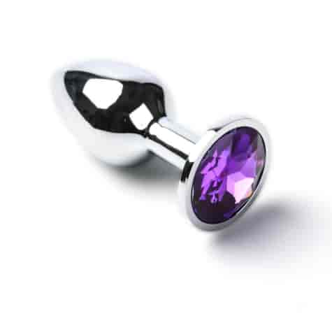 Korek Analny Stalowy Srebrny Rozmiar S Kryształ Jasno Fioletowy