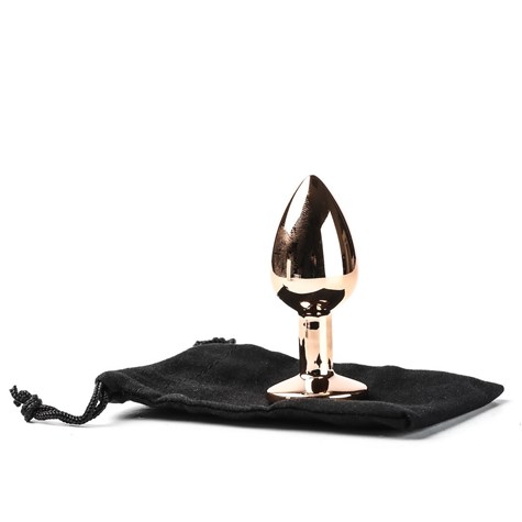 Korek Analny Stalowy Różowe Złoto Rozmiar S Kryształ Ciemno Różowy