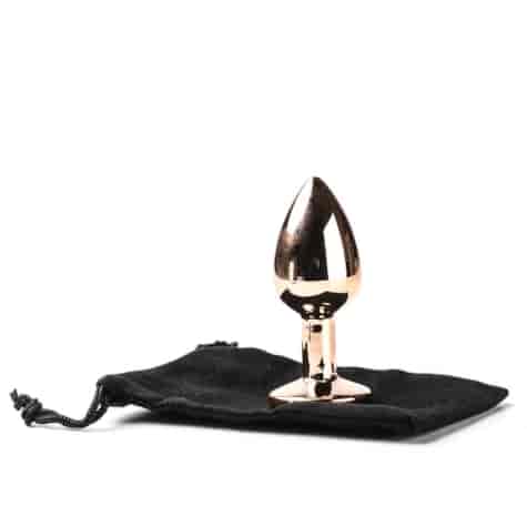 Korek Analny Stalowy Różowe Złoto Rozmiar S Kryształ Ciemno Różowy