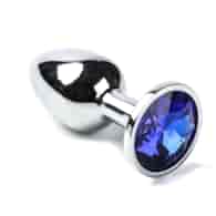 Korek Analny Stalowy Srebrny Rozmiar S Kryształ Ciemno Niebieski