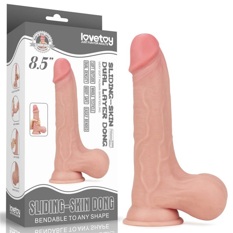 Dildo z przyssawką Sliding Skin Dual Layer 22 cm Lovetoy