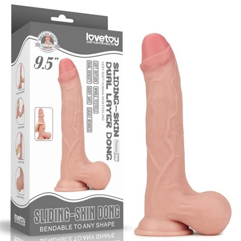 Dildo z przyssawką Sliding Skin Dual Layer 24,5 cm Lovetoy