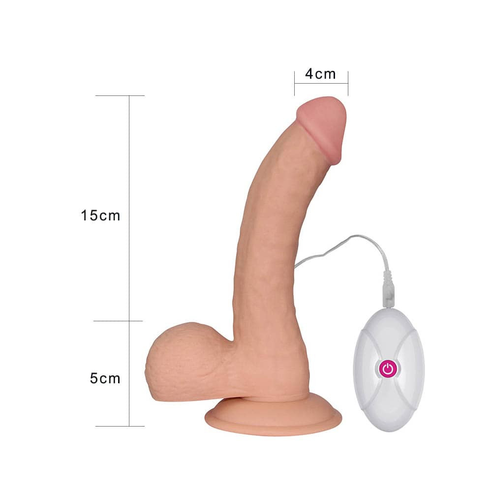 Dildo cyberskóra z przyssawką The Ultra Soft Dude z wibracjami 20 cm Lovetoy — zdjęcie 2