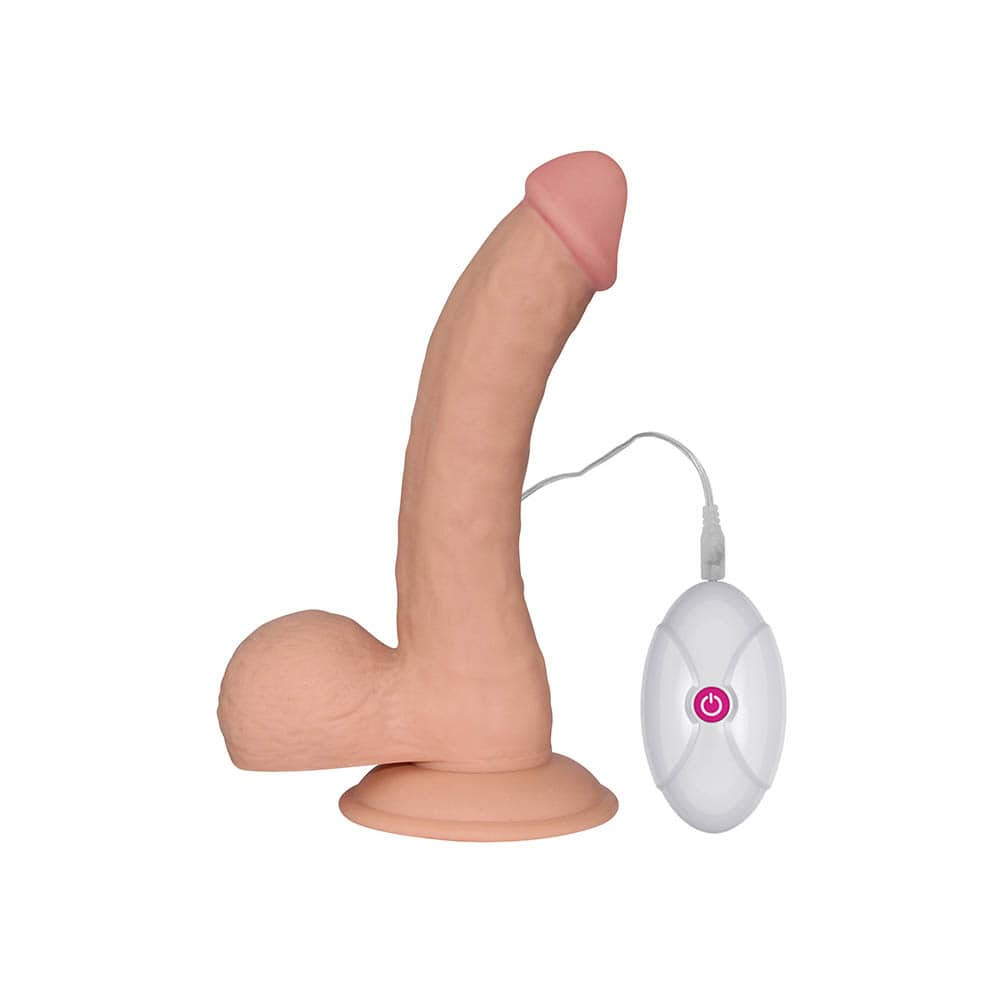 Dildo cyberskóra z przyssawką The Ultra Soft Dude z wibracjami 20 cm Lovetoy — zdjęcie 3