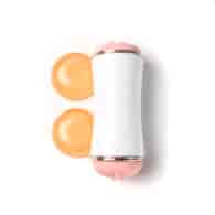 Masturbator Z Wibracją Dwustronny Wagina Anus  Cyberskóra Ładowany Usb Biały