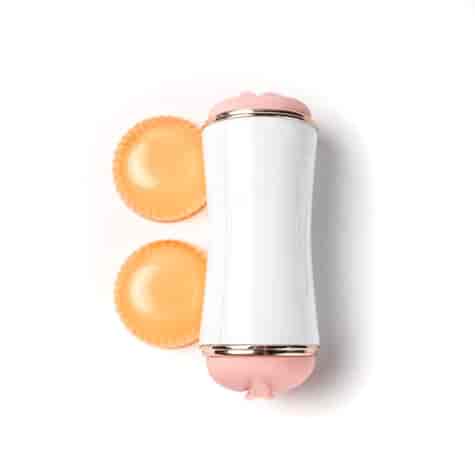 Masturbator Z Wibracją Dwustronny Wagina Anus  Cyberskóra Ładowany Usb Biały