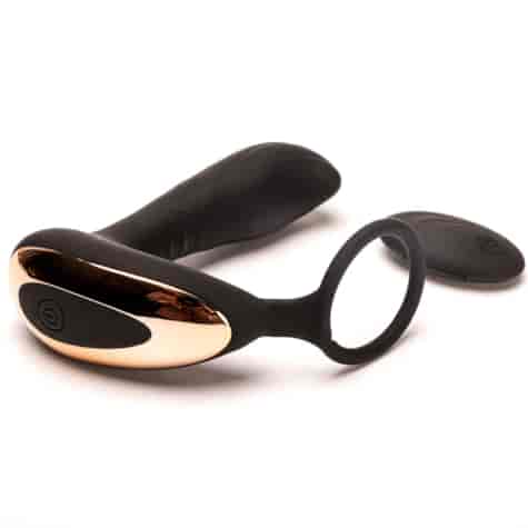 Masażer Prostaty Z Pierścieniem Zdalnie Sterowany Czarny