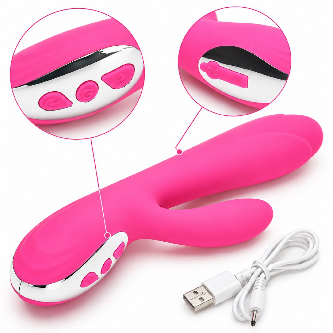 Wibrator Silikonowy Typ Króliczek Ładowany Usb Różowy — zdjęcie 3