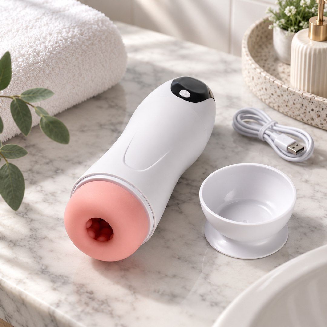 Masturbator Z Wibracją Wagina Cyberskóra Ładowany Usb Biały — zdjęcie 3