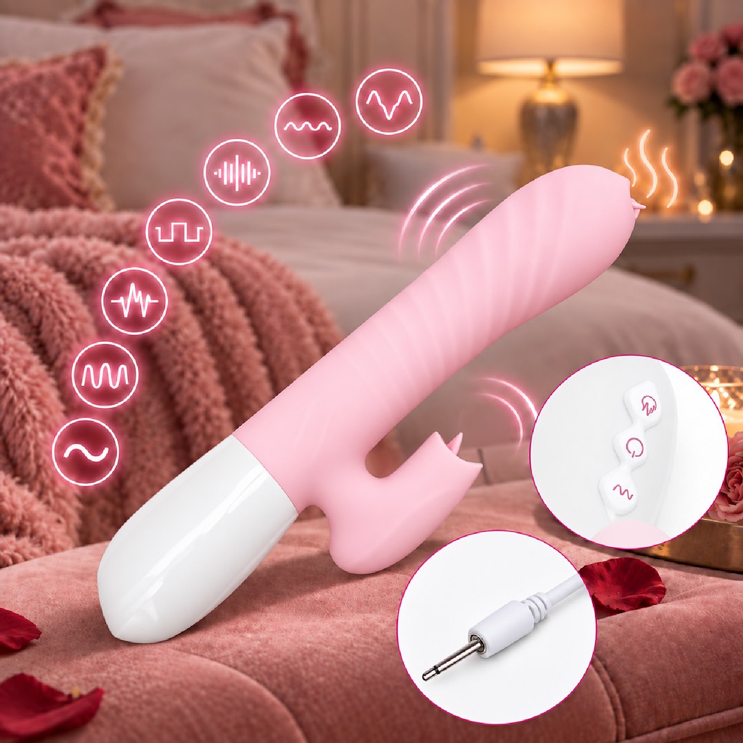 Wibrator Silikonowy Typ Króliczek Ładowany Usb Różowy — zdjęcie 3