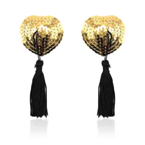 Heart Nipple Cover with Gold Sequins