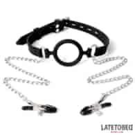 Open Mouth Gag with Nipple Clamps