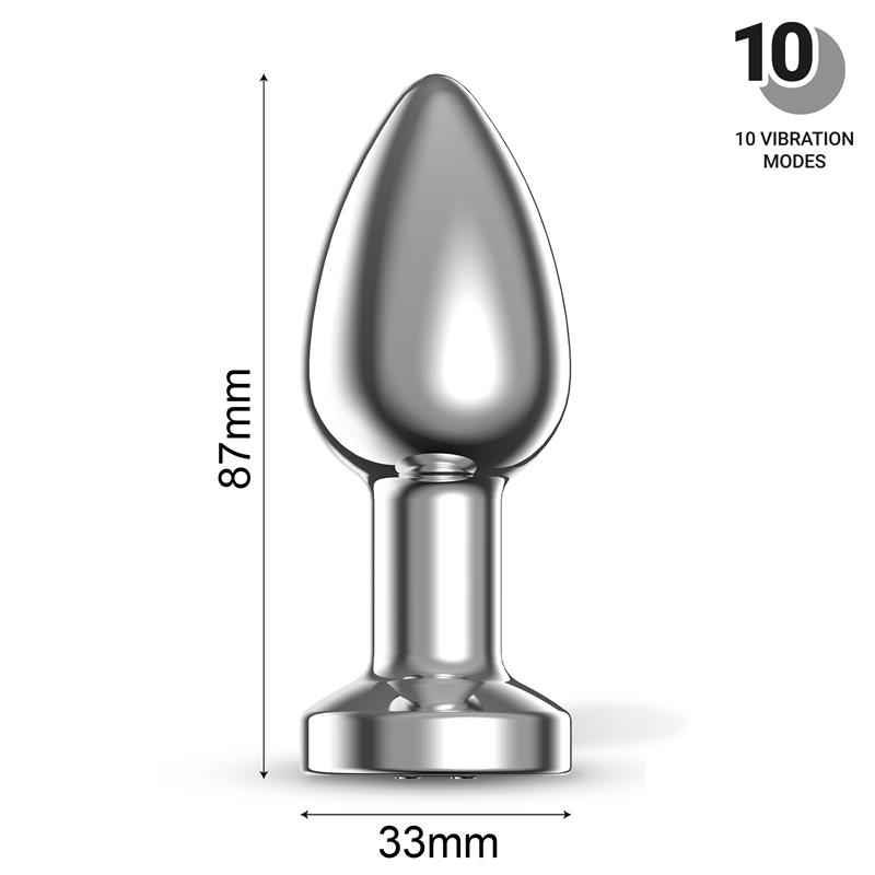 Dimpor Chrome Anal Plug with Vibration and Magnetic USB Size M — zdjęcie 3
