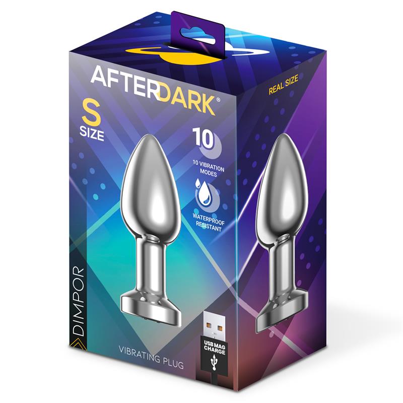 Dimpor Chrome Anal Plug with Vibration and Magnetic USB Size S — zdjęcie 3