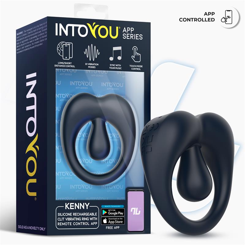 Kenny Penis Ring with Clitoris Stimulator and APP Night Blue — zdjęcie 3