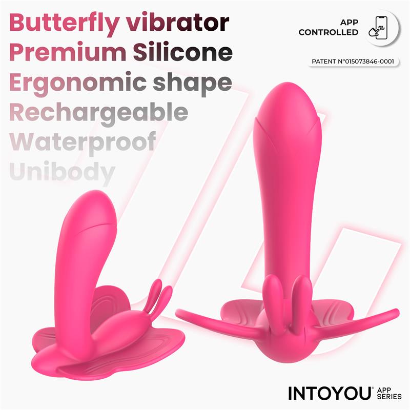 Wingy Butterfly Vibrator with App Peach Red — zdjęcie 3