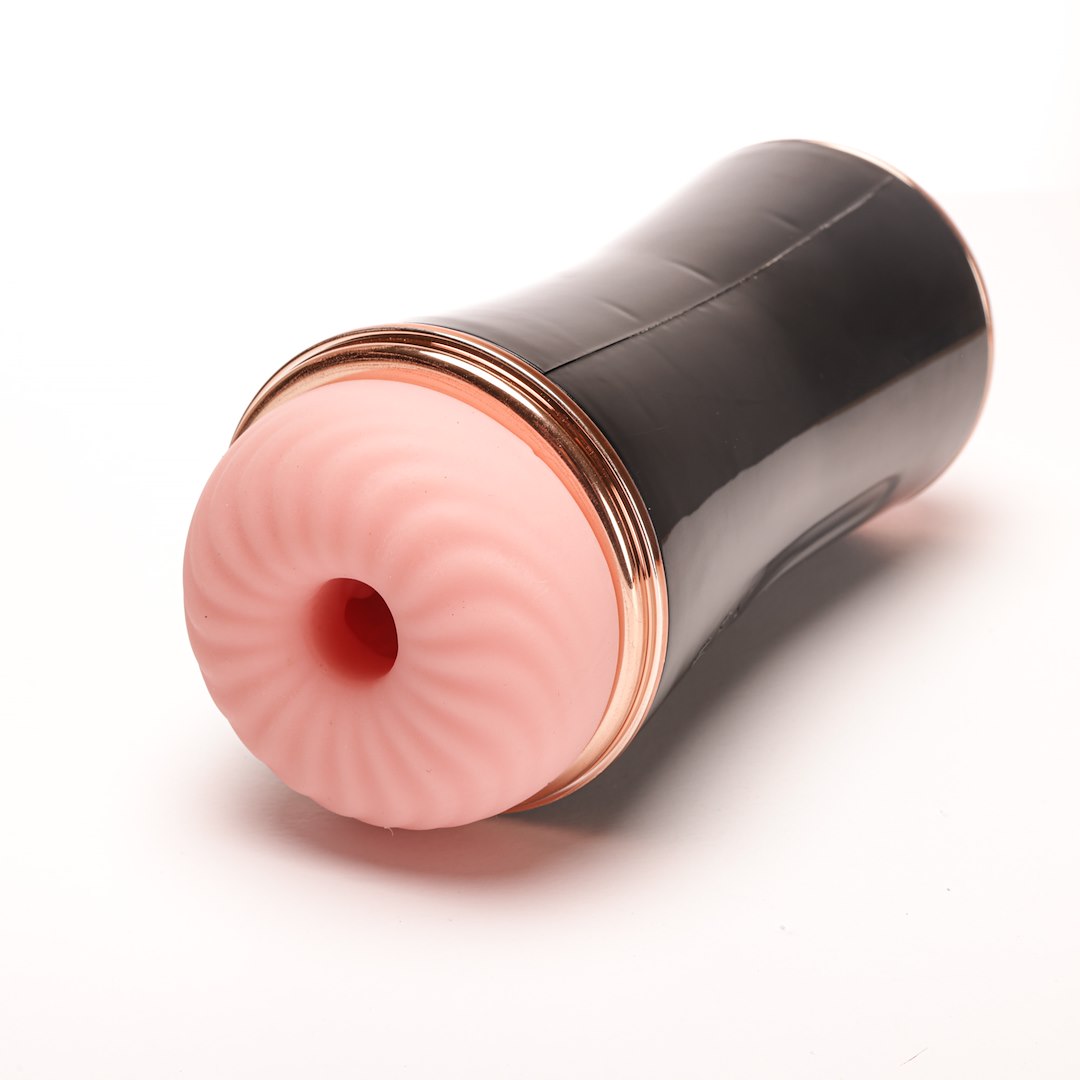 Masturbator Z Wibracją Dwustronny Wagina Anus  Cyberskóra Ładowany Usb Czarny — zdjęcie 2