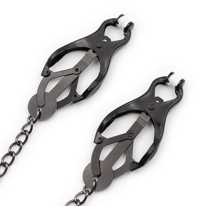 Japanese Nipple Clamps with Chain Black — zdjęcie 2