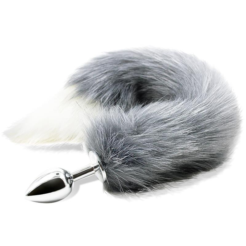 Anal Plug with Grey and White Foxy Tail — zdjęcie 2