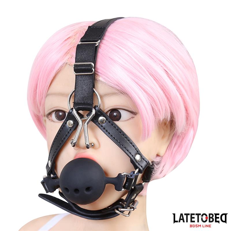 Head Harness with Ball Gag and Nose Hook — zdjęcie 2