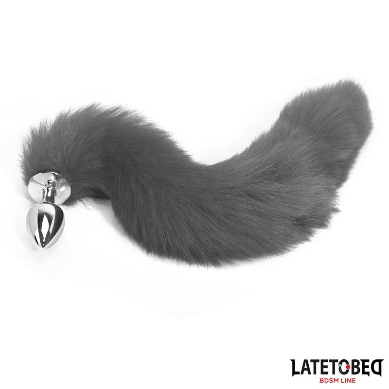 Anal plug with tail Gray 40 cm — zdjęcie 2