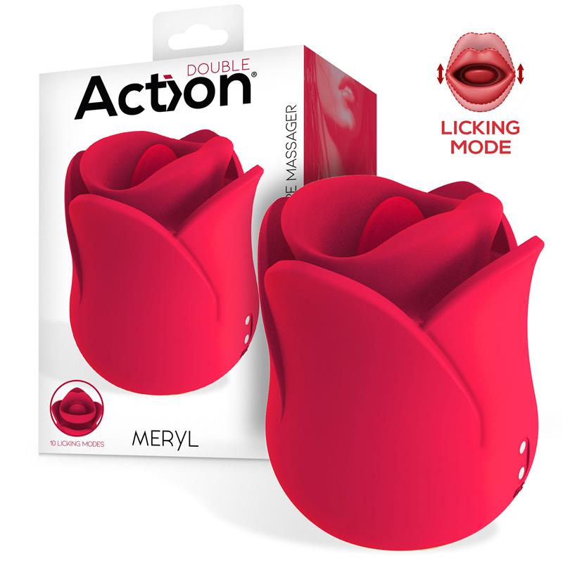 ACTION Meryl Vibe Stimulator Rose Shaped with Tongue 2 Motors — zdjęcie 2