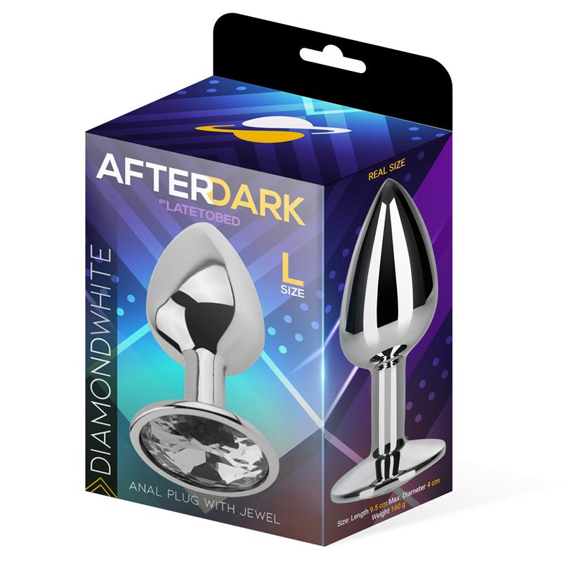 Butt Plug with Jewel White Diamond White Size L Aluminium — zdjęcie 2