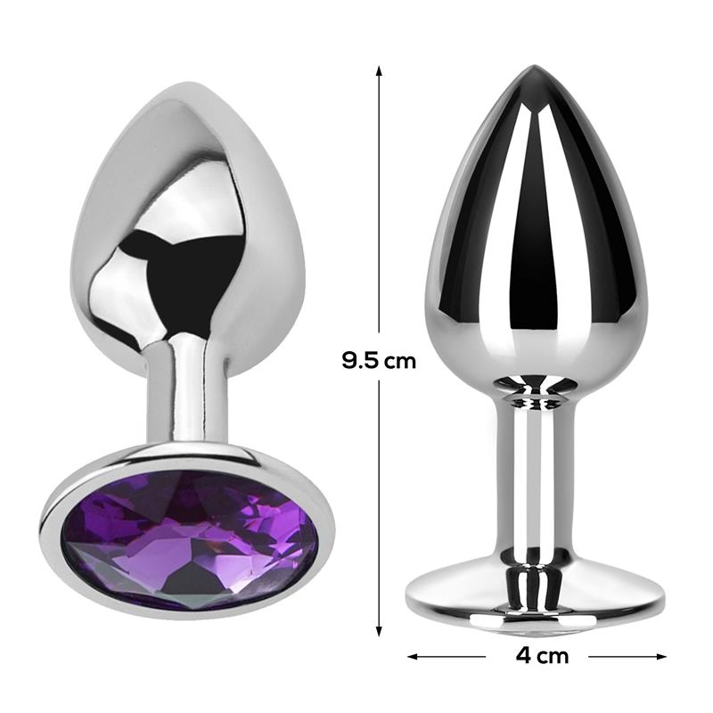 Butt Plug with Jewel Purple Amethyst Size L Aluminium — zdjęcie 2