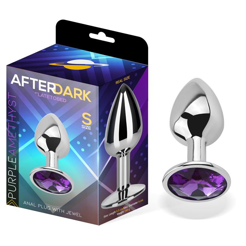 AFTERDARK - Purple Amethyst Butt Plug with Jewel Size S Aluminium