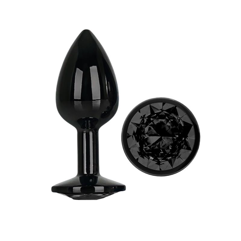 Blackgem Metalic Butt Plug with Black Jewel Size S — zdjęcie 2