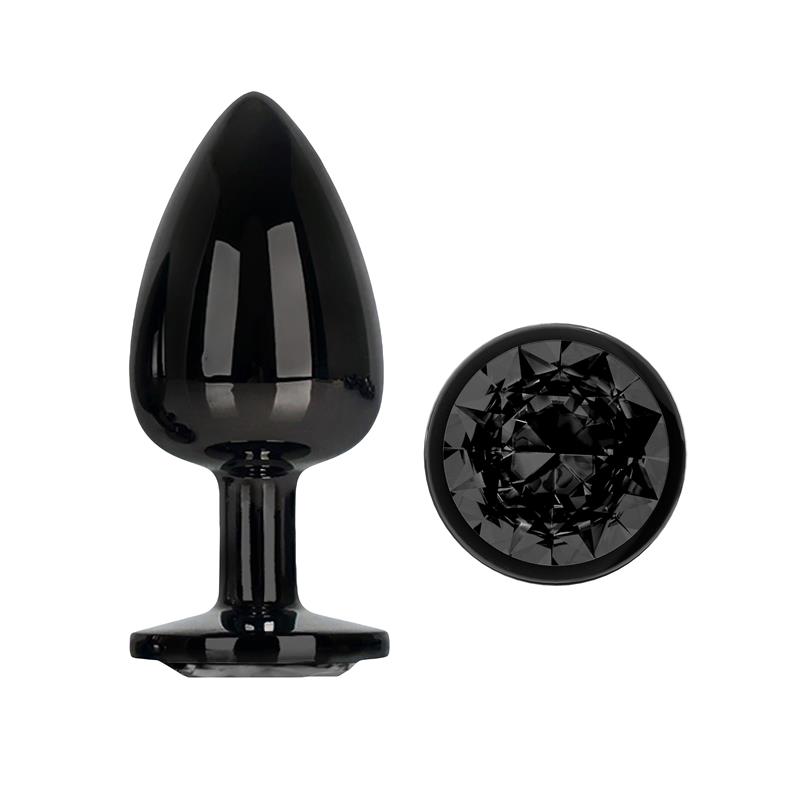 Blackgem Metalic Butt Plug with Black Jewel Size L — zdjęcie 2