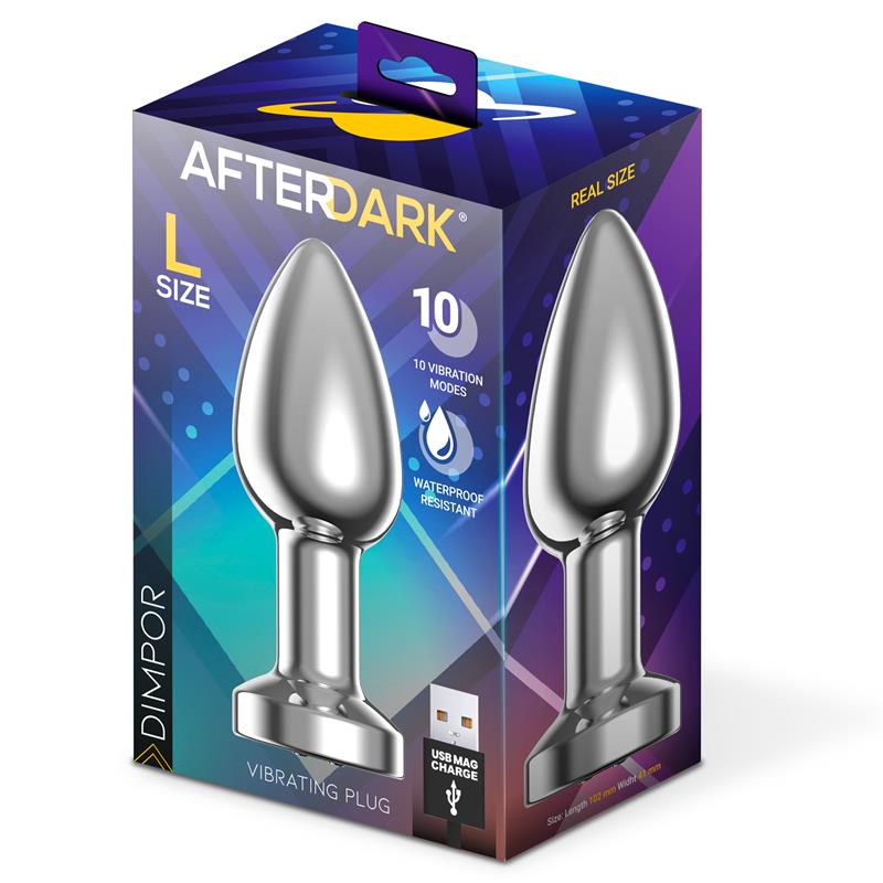Dimpor Chrome Anal Plug with Vibration and Magnetic USB Size L — zdjęcie 4