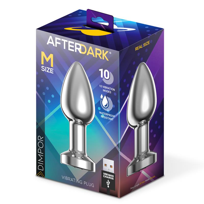 Dimpor Chrome Anal Plug with Vibration and Magnetic USB Size M — zdjęcie 4