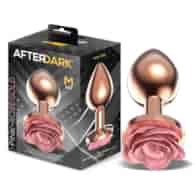 Rosegold Metal Anal Plug with Pink Rose Base - Size M