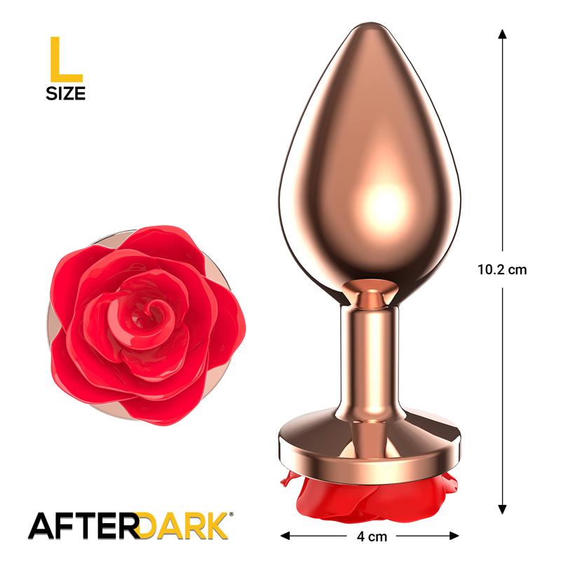 Rose Gold Anal Plugh with Red Rose Base size L — zdjęcie 2