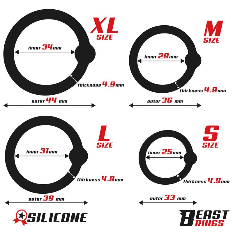 Set of 4 Penis Rings Silicone S, M, L and XL — zdjęcie 2