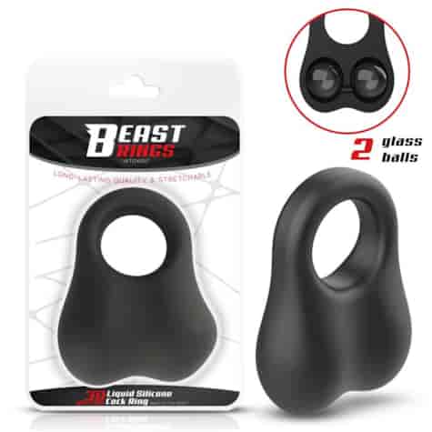 Penis Ring with Glass Balls Liquid Silicone 30 mm