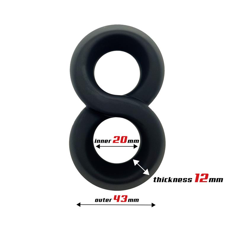 Double Penis Ring 100% Liquid Silicone 2 cm Black — zdjęcie 2
