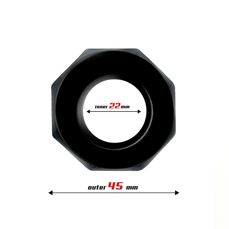 Cock Ring Super Flexible Polygonal 2.2 cm Black — zdjęcie 2
