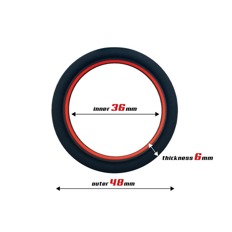 Penis Ring 100% Solid Silicone 3.6 cm Red and Black — zdjęcie 2