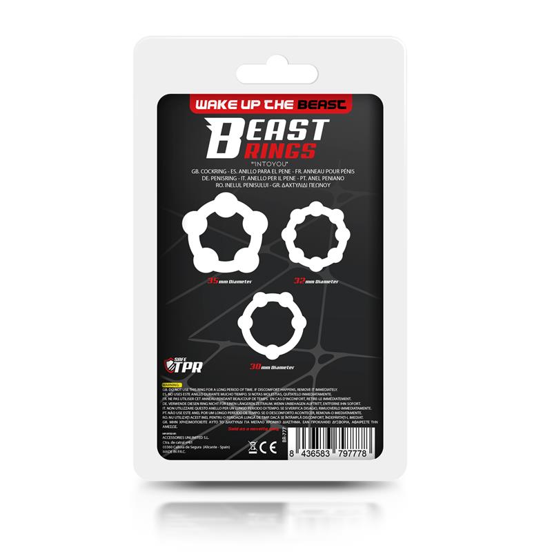 Set of 3 Penis Ring Beaded Flexibles Clear — zdjęcie 2