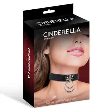 Cinderella Collar with Double Ring Black