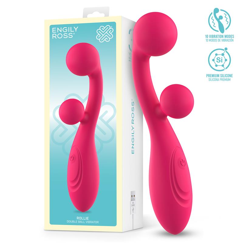 Rollie Double Ball Vibrator USB Silicone Pink Cl50 — zdjęcie 2