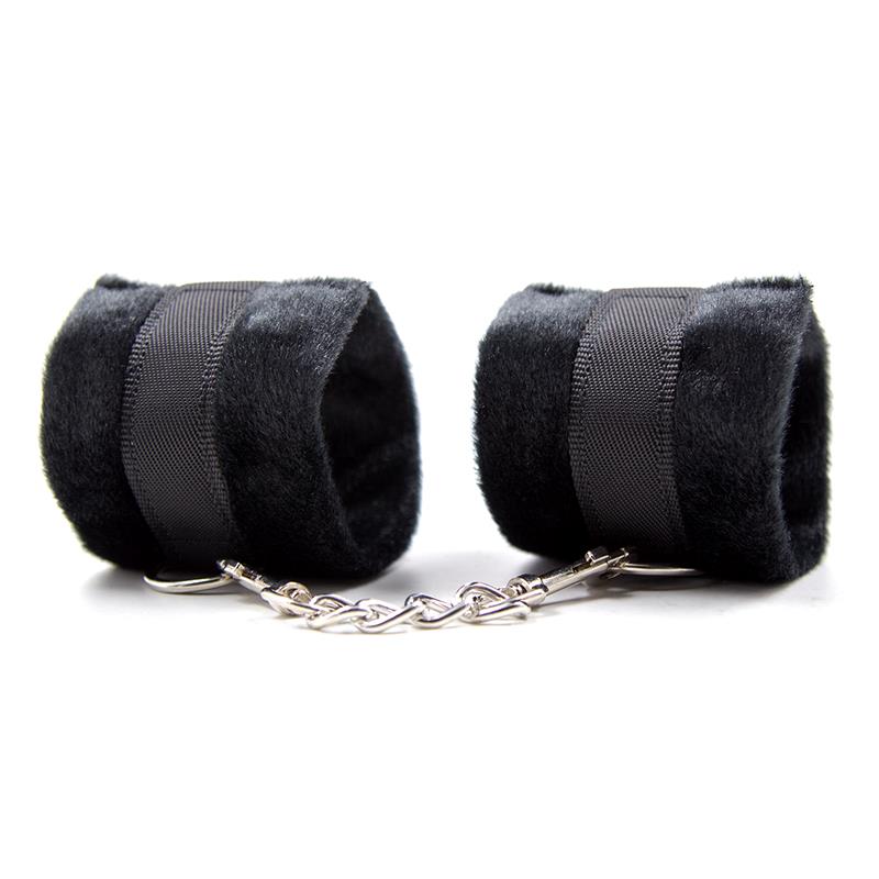 Handcuffs with Velcro with Long Fur Black — zdjęcie 2