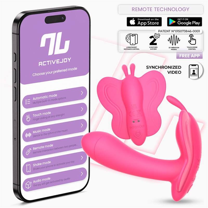 Wingy Butterfly Vibrator with App Peach Red — zdjęcie 2