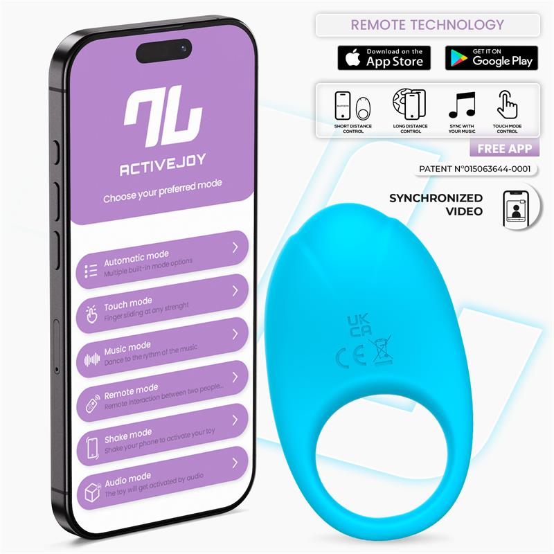 Ringo Silicone Vibrating Ring with App Blue Cl,48 — zdjęcie 2