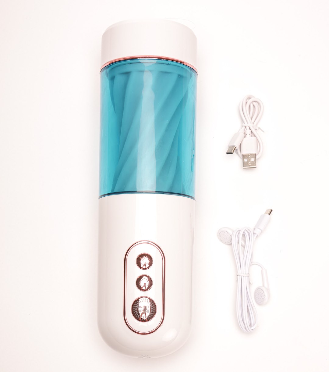 Masturbator Z Wibracją Ssaniem Cyberskóra Ładowany Usb Biały — zdjęcie 3