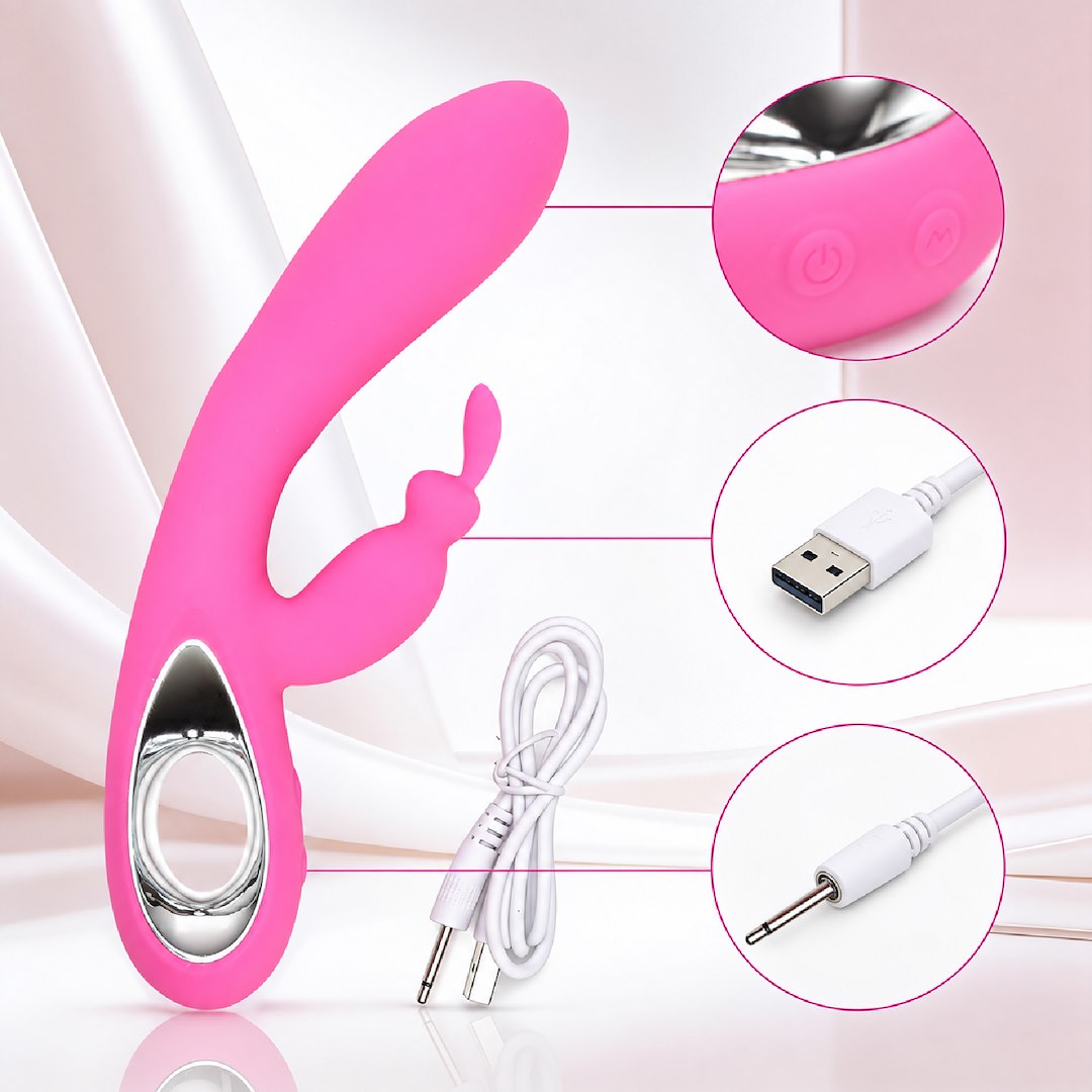 Wibrator Silikonowy Typ Króliczek Ładowany Usb Różowy — zdjęcie 5