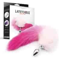 Butt Plug with Pink and White Tail Size S