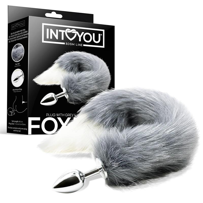 Anal Plug with Grey and White Foxy Tail — zdjęcie 3